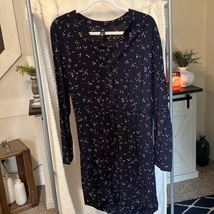 Gap navy long sleeve dotted dress, size L